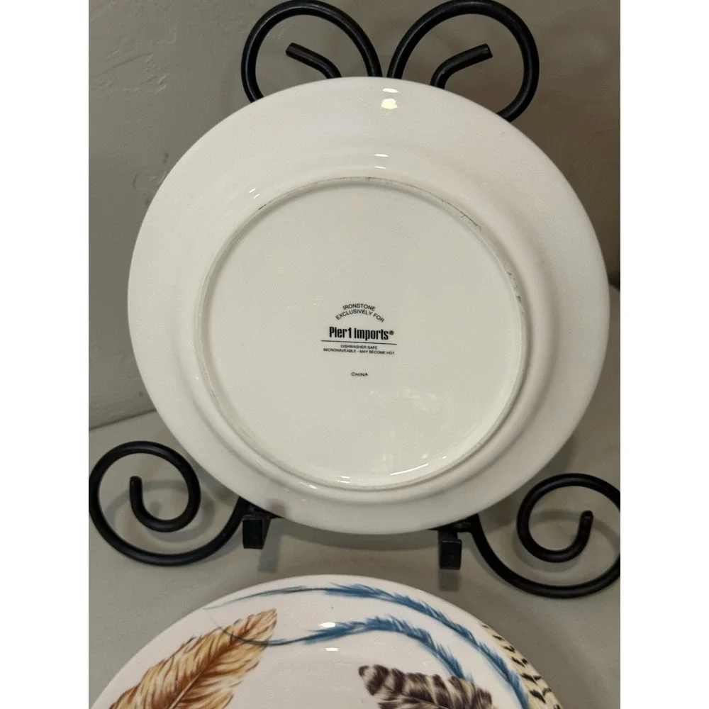 Pier 1 Multicolor Feather Salad Plates 9